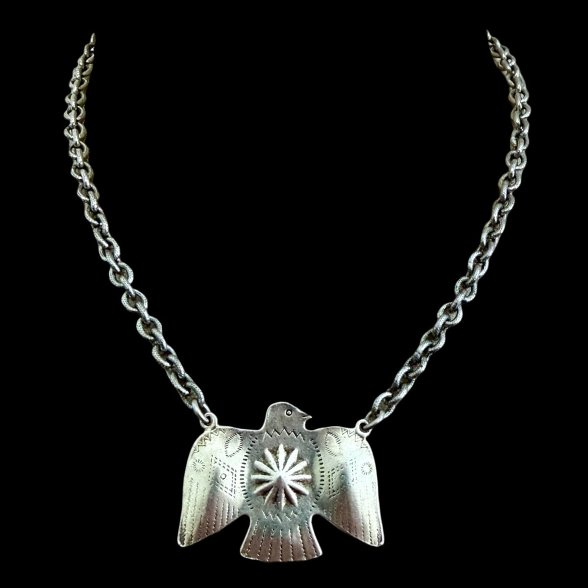 Vintage Sterling Plated Chain with Vintage Reproduction Thunderbird