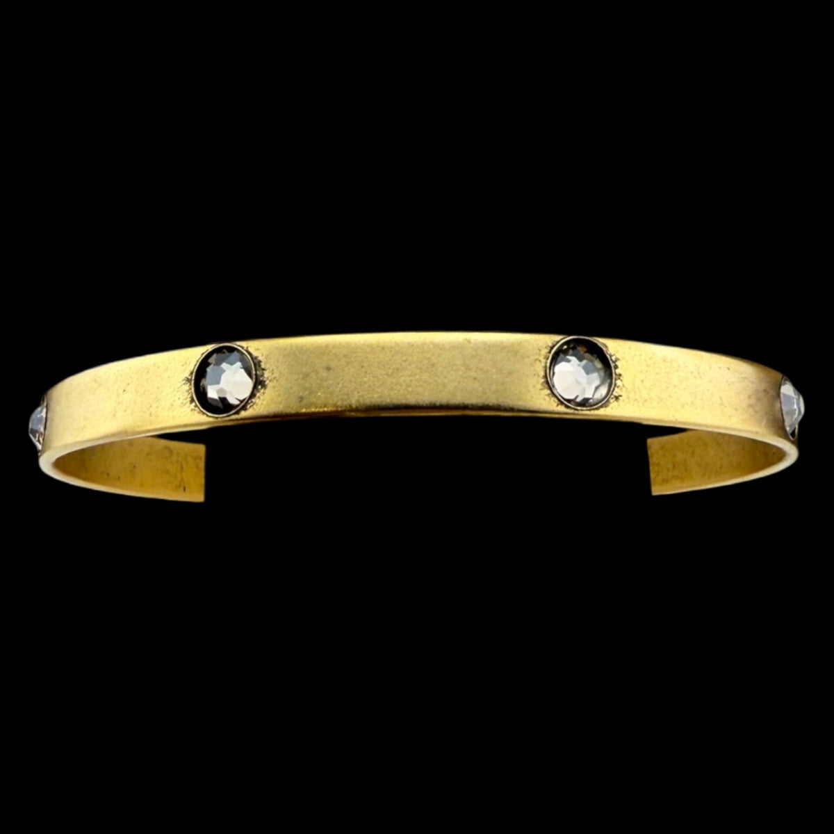 Vintage Large Gold Bangle with Crystals