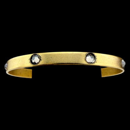 Vintage Large Gold Bangle with Crystals