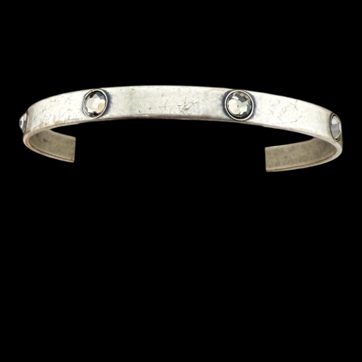 Vintage Large Silver Bangle with Crystals