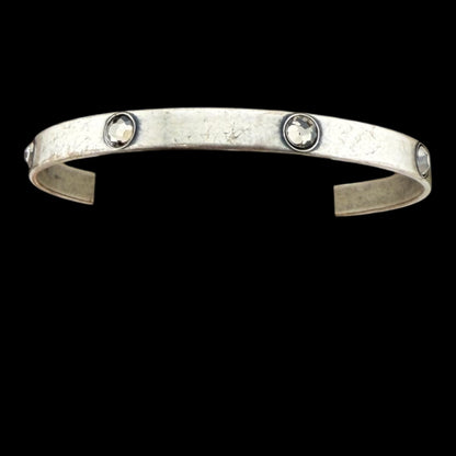 Vintage Large Silver Bangle with Crystals