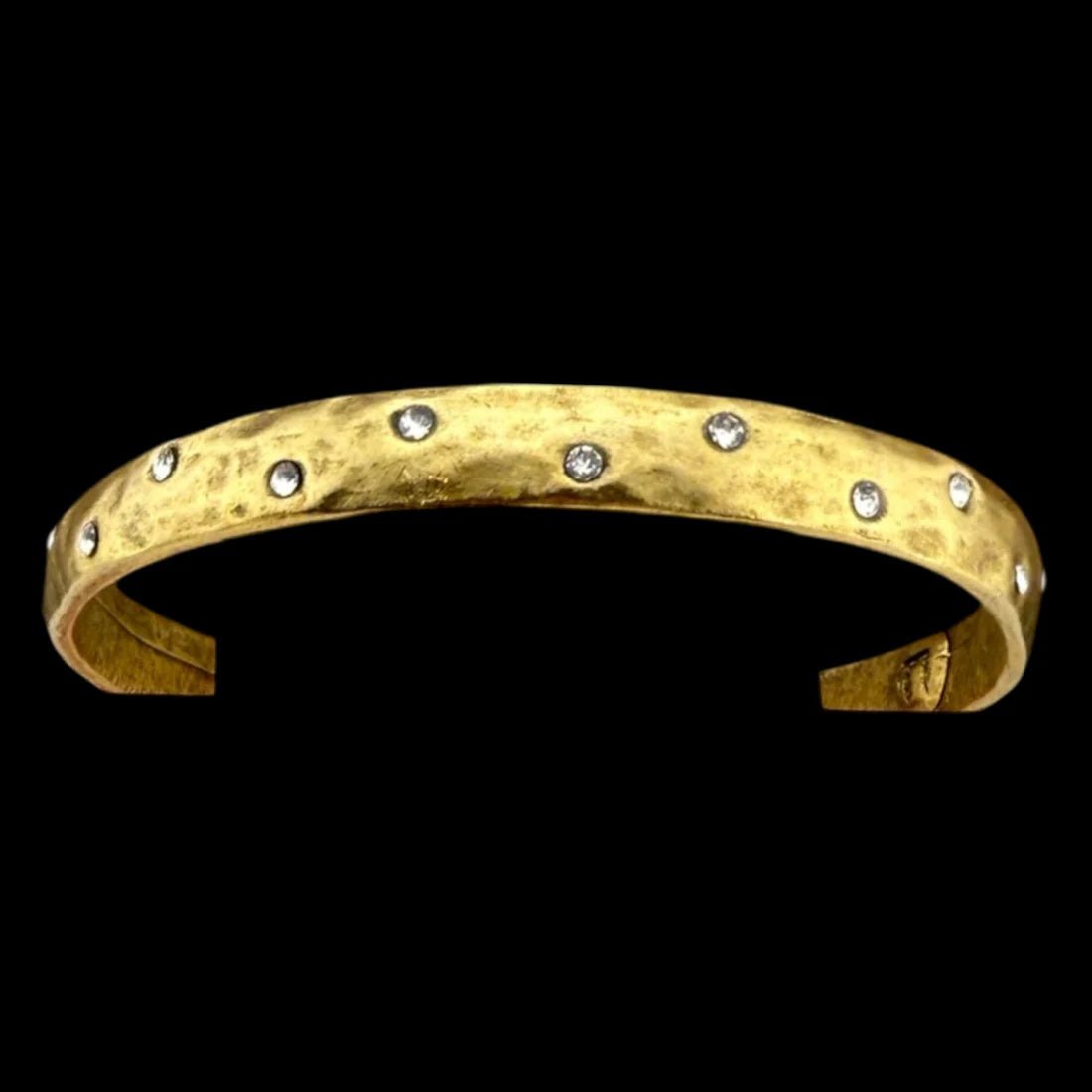 Vintage Reproduction Plated Bangle With Small Crystals