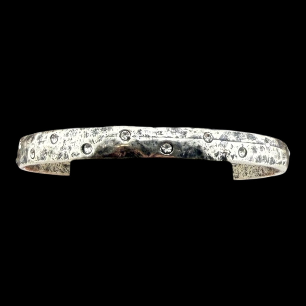 Vintage Reproduction Sterling Plated Bangle With Small Crystals