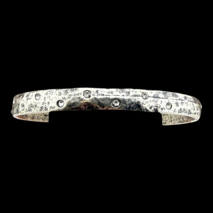 Vintage Reproduction Sterling Plated Bangle With Small Crystals