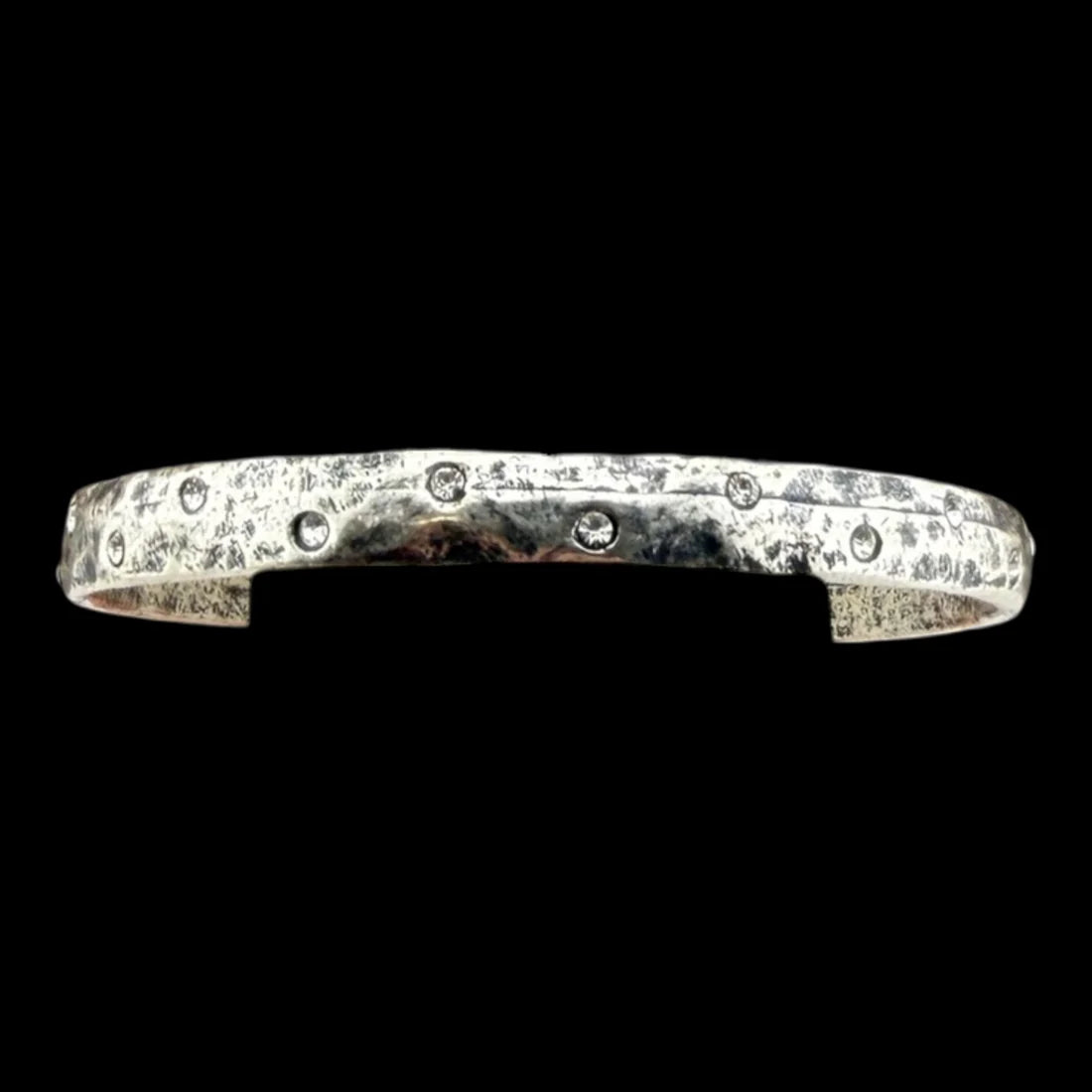 Vintage Reproduction Plated Bangle With Small Crystals