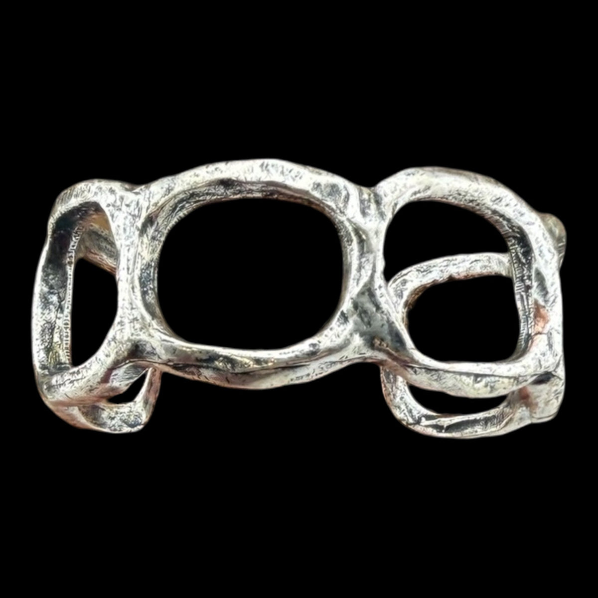 Sterling plated Repurposed organic circles cuff bracelet