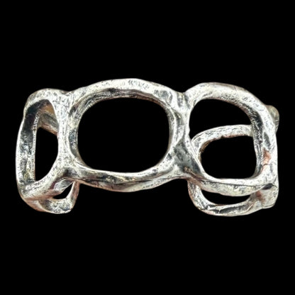Sterling plated Repurposed organic circles cuff bracelet