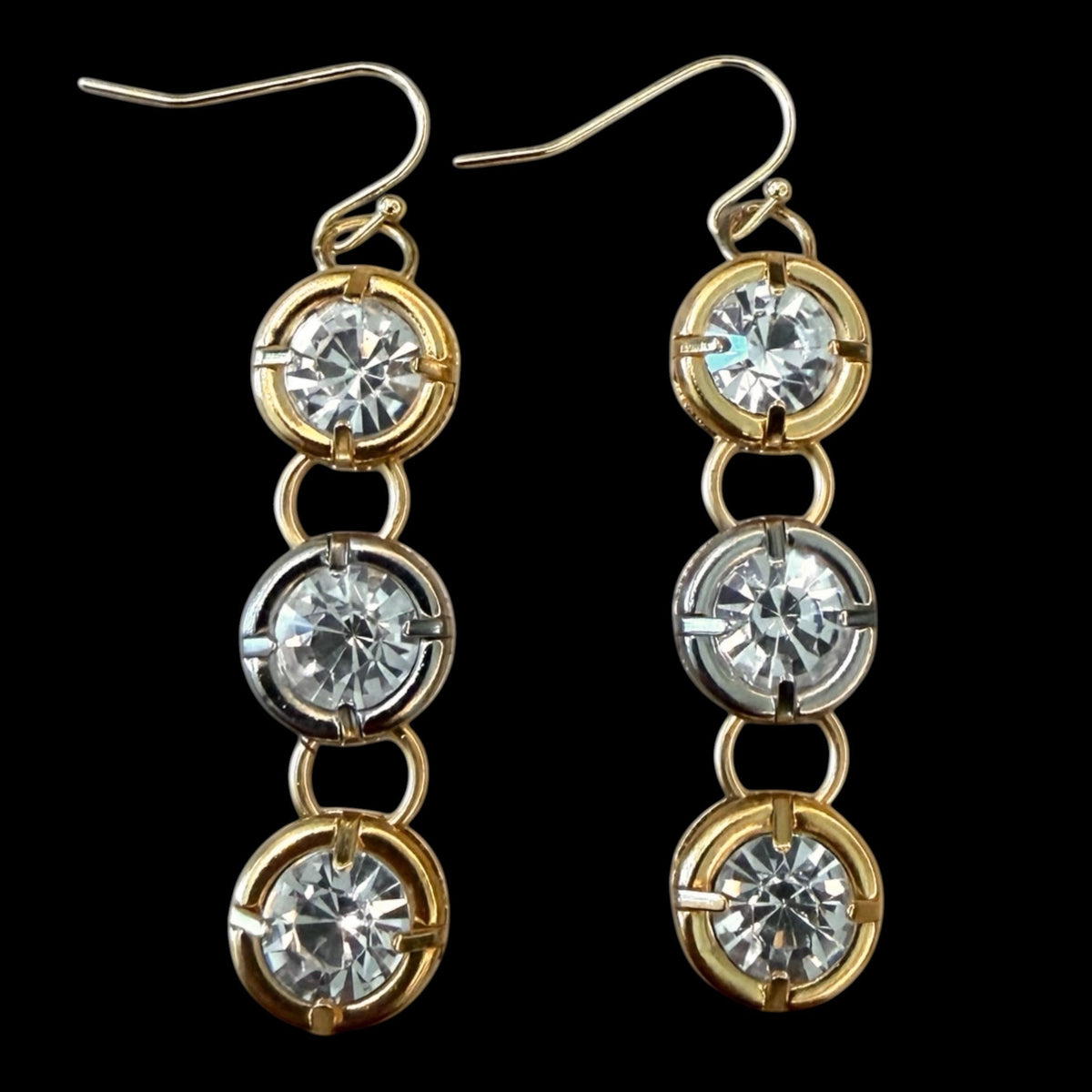 Reproduction Triple Swarovski Crystal Drop Earrings