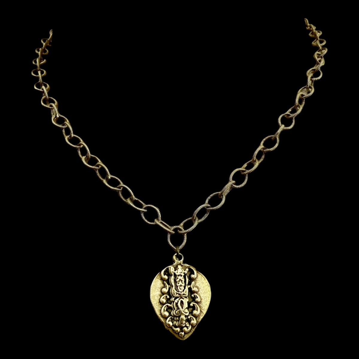 Vintage Reproduction Gold Plated Chain with Dove Heart