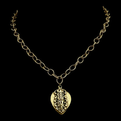 Vintage Reproduction Gold Plated Chain with Dove Heart