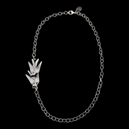 Sterling Plated 20" Chain with Vintage Double Bird Pendant