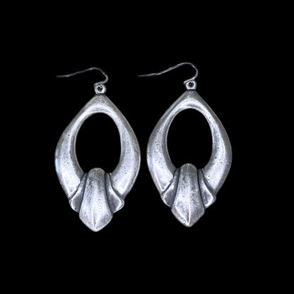Repurposed sterling plated elongated french drop earring