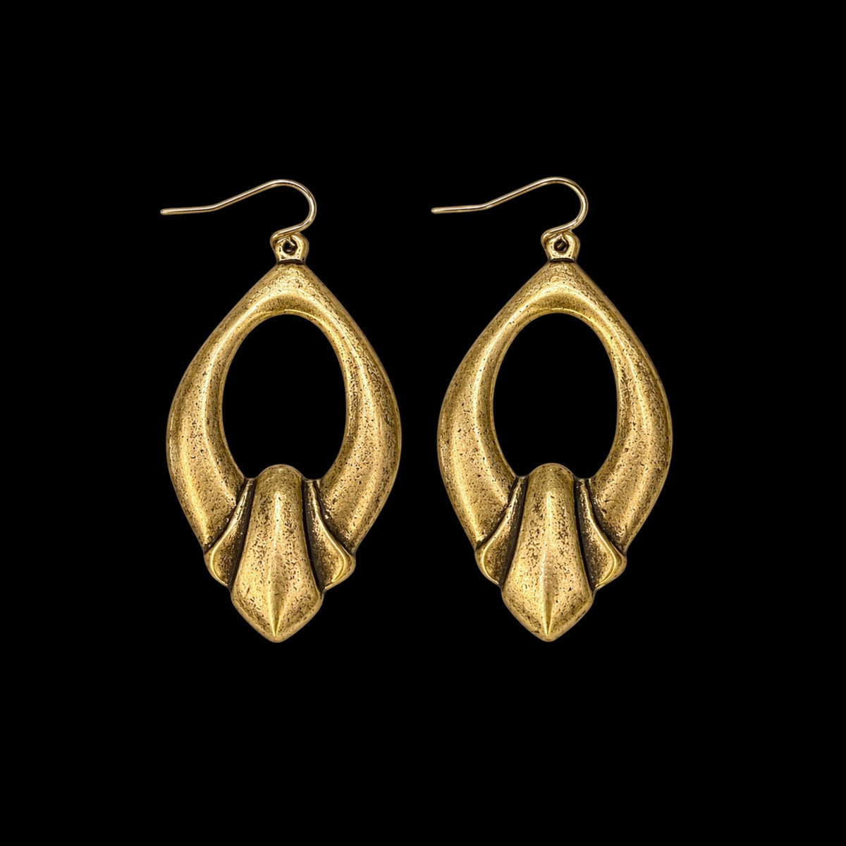 Repurposed gold plated elongated french earring