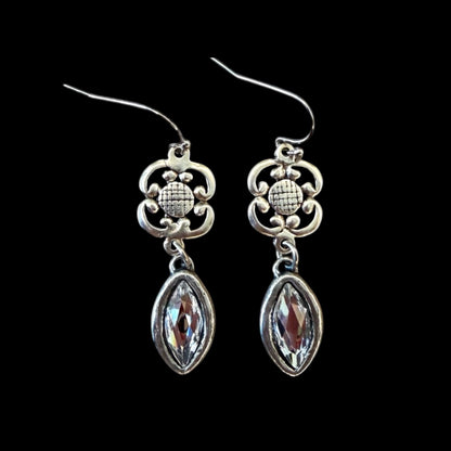 Vintage Reproduction Clover & Crystal Earrings