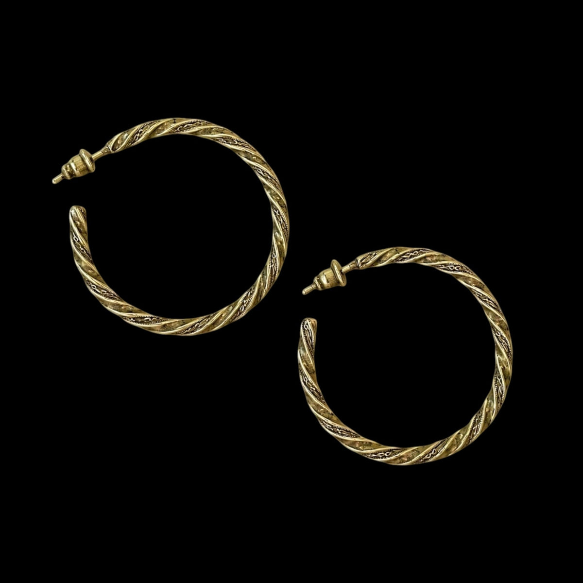 Large Gold Plated Vintage Hoop Earrings