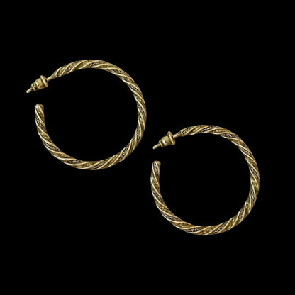 Large Gold Plated Vintage Hoop Earrings