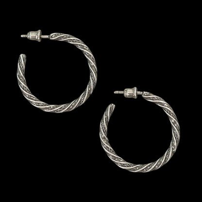 Medium Silver Vintage Hoop Earrings