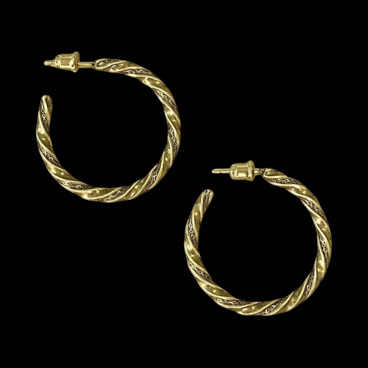 Medium Gold Vintage Hoop Earrings