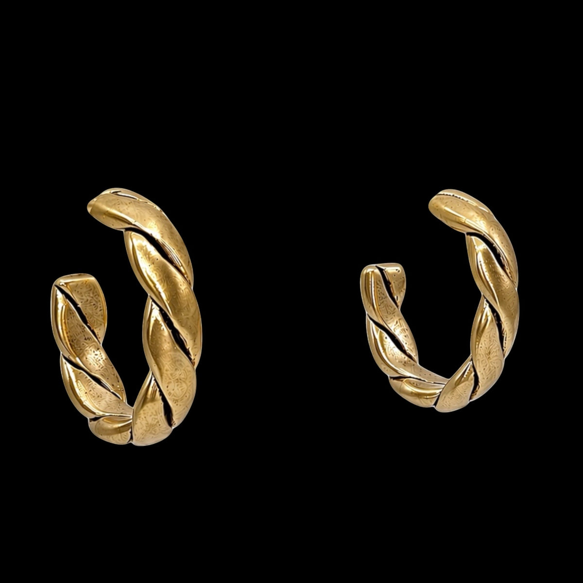 Gold Plated Vintage Rope Small Hoop Earrings