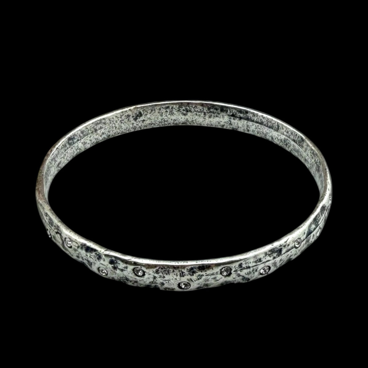 Vintage Reproduction Sterling Plated Bangle With Small Crystals