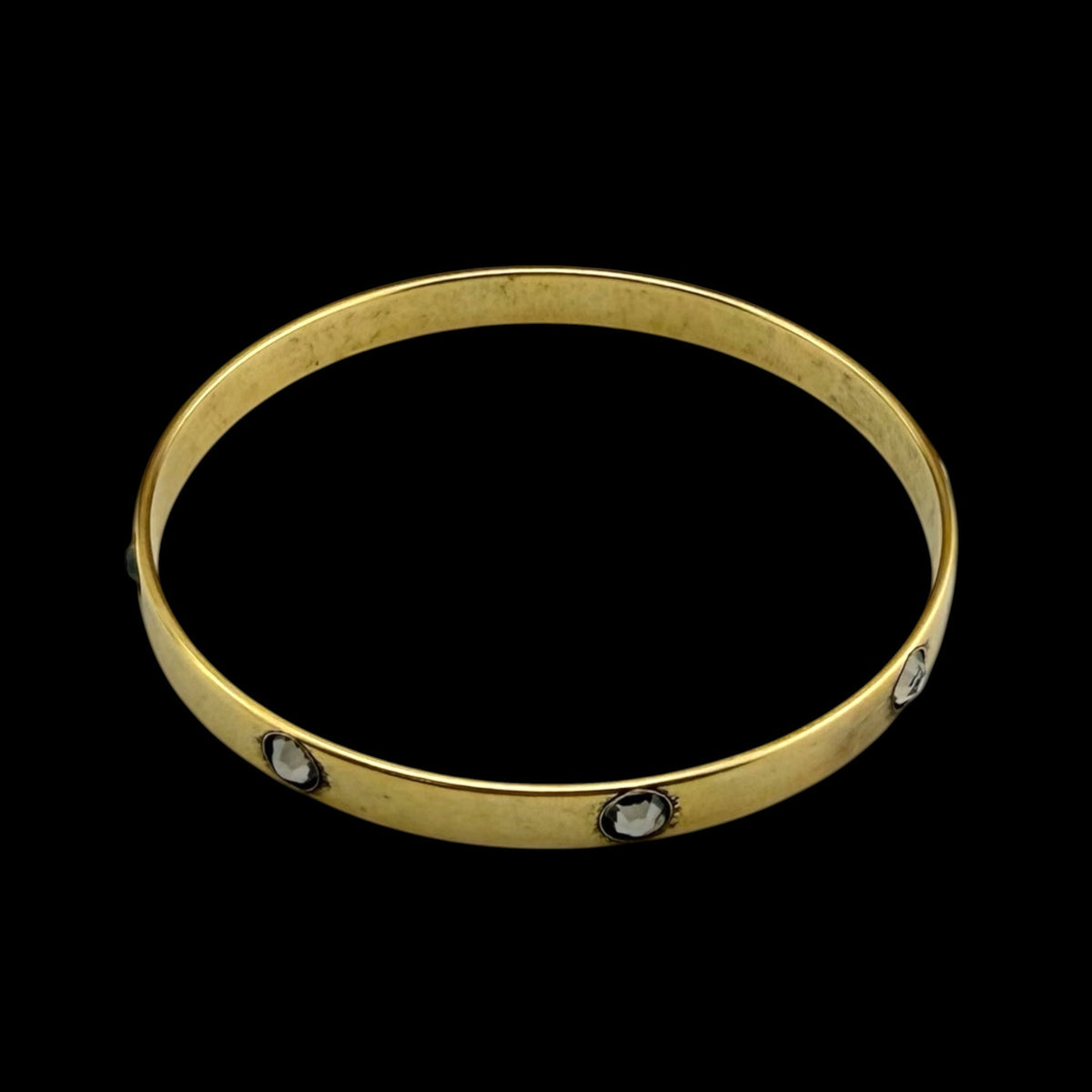 Vintage Large Gold Bangle with Crystals