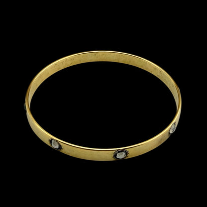 Vintage Large Gold Bangle with Crystals