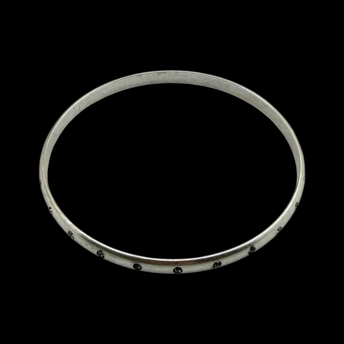 Vintage Silver Bangle with Crystals