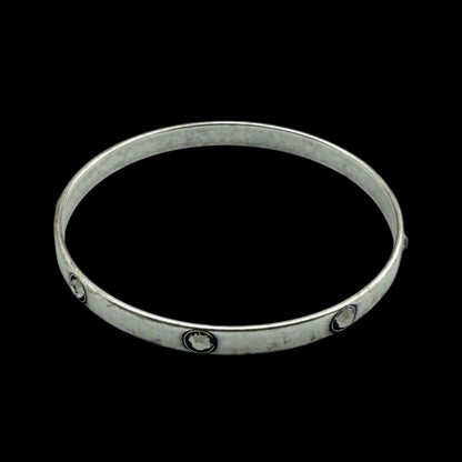 Vintage Large Silver Bangle with Crystals