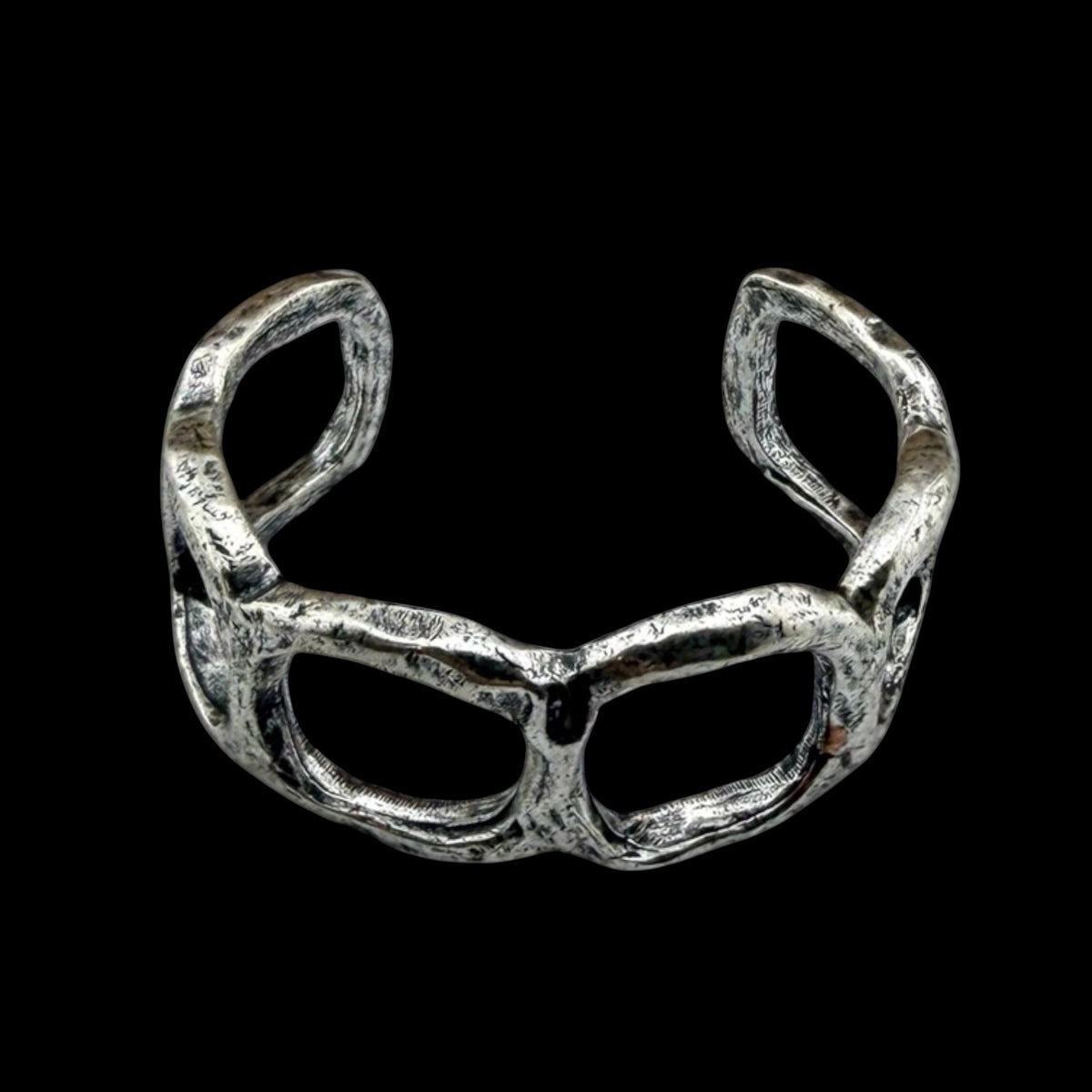 Sterling plated Repurposed organic circles cuff bracelet