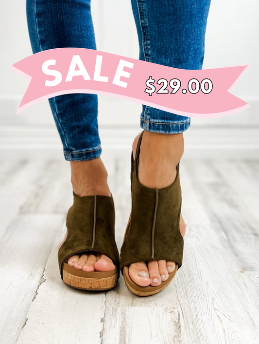 Corkys Carley KHAKI FAUX SUEDE Wedge Sandal