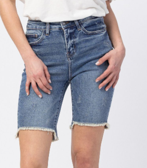 Judy Blue High Rise Cut-Off Bermuda Jean Short