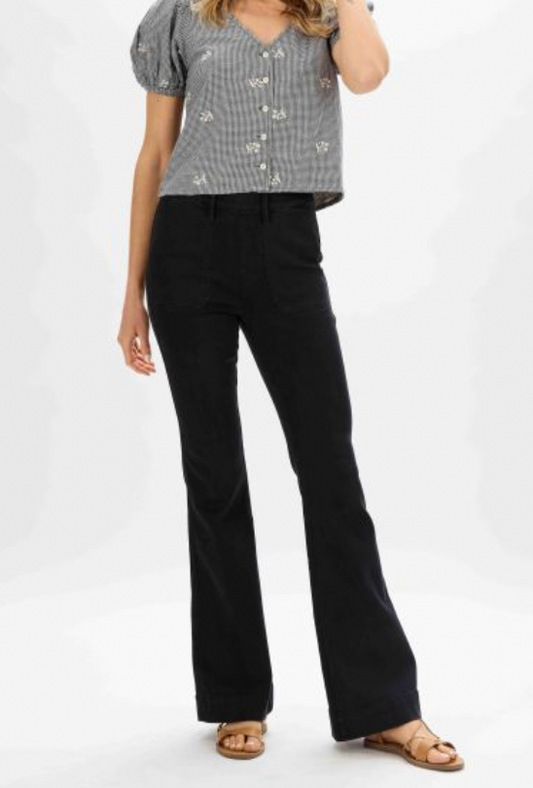 Judy Blue Pull On Black Trouser Flare