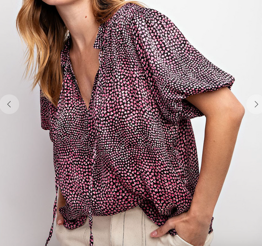 Heart Pattern Blouse Top