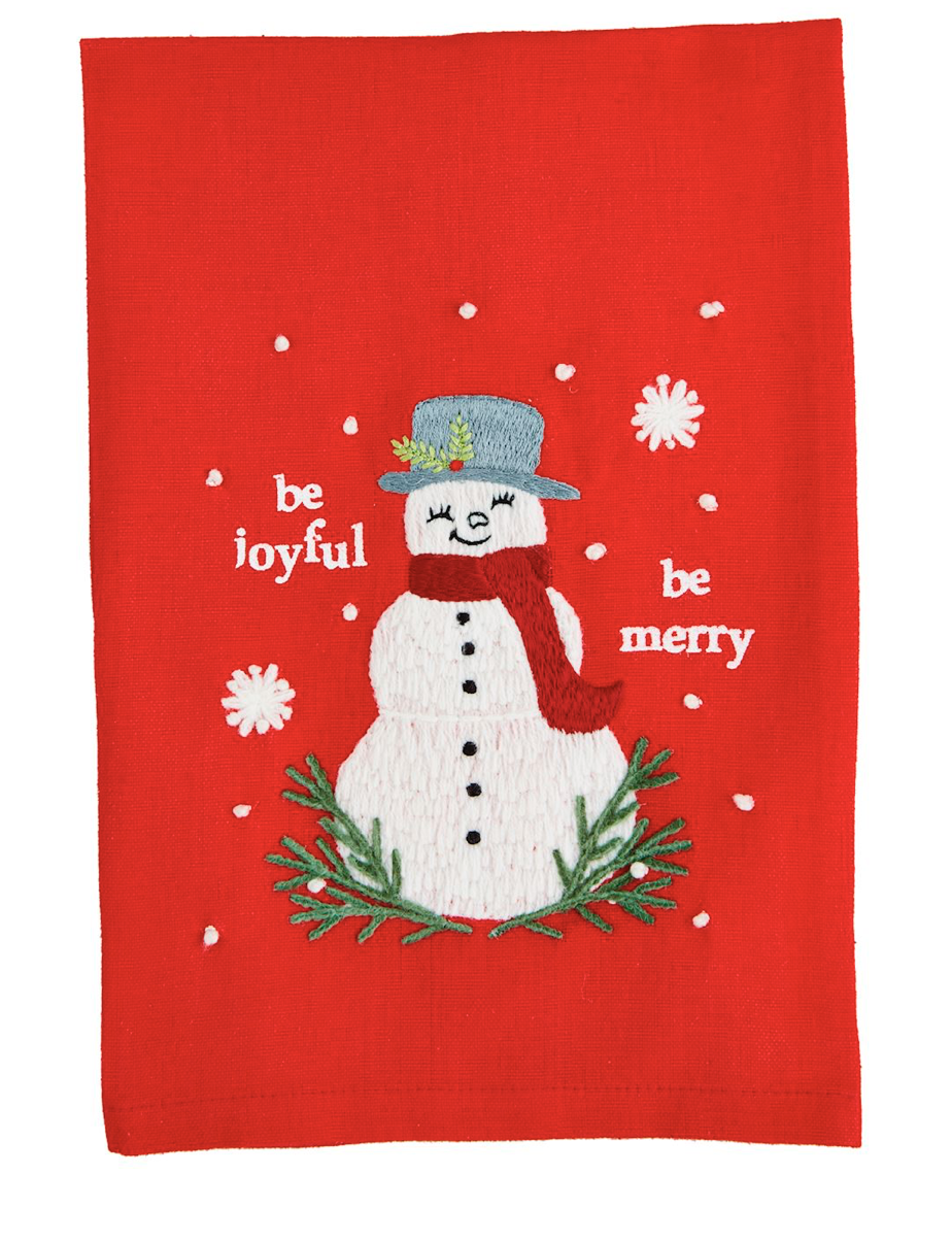 Christmas Embroidered Tea Towel