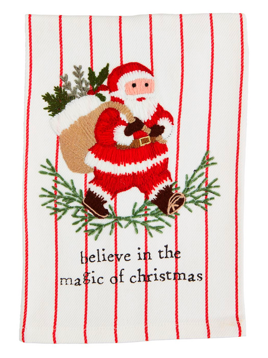 Christmas Embroidered Tea Towel