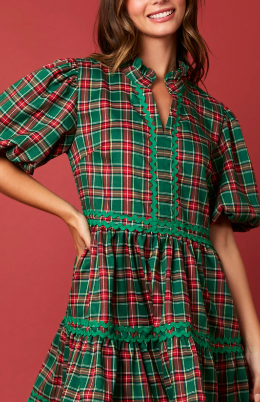 Christmas Plaid Mini Dress