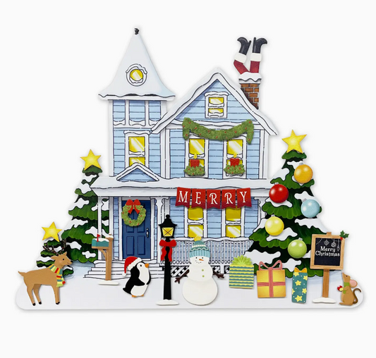 Countdown To Christmas - S/25 Magnets & Blue Winter House