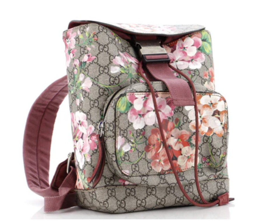 Gucci Buckle Backpack Blooms Print GG Coated Canvas Medium