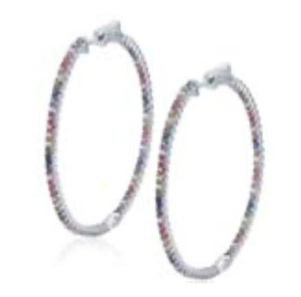 50MM Sterling Silver Inside Out Silver Multi Stone Earring