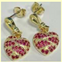 Ruby Heart Silver 925 Earrings