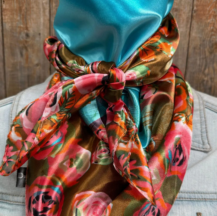 35X35" Pink Roses Wild Rag/Scarf