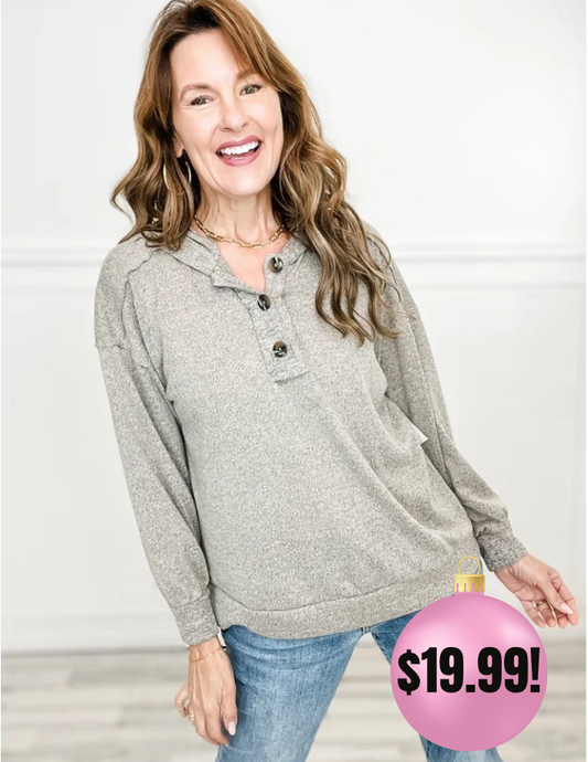 Long Sleeve Heathered Soft Top - B