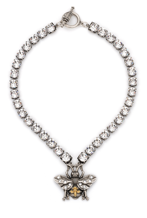 SILVER AUSTRIAN CRYSTAL WITH FK BEE PENDANT
