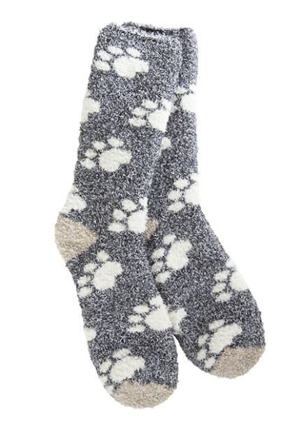 BF23 Worlds Softest Socks Cozy Crew Paw Print