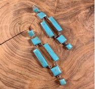 Turquoise Square & Bar Dangle Earrings