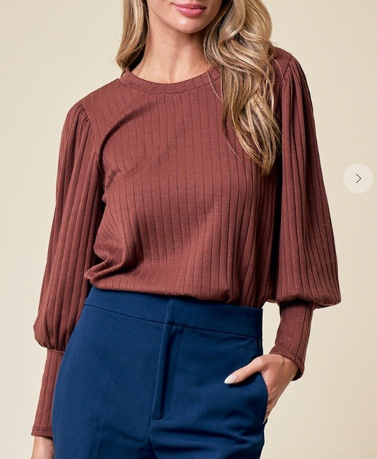 Angela Solid Long Sleeve Top