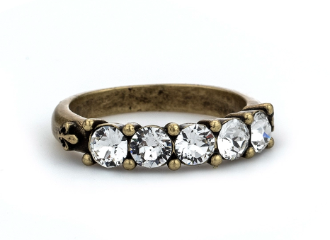 French Kande Cinq Austrian Crystal Brass Ring