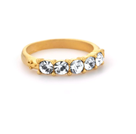 French Kande Cinq Austrian Crystal Gold Ring