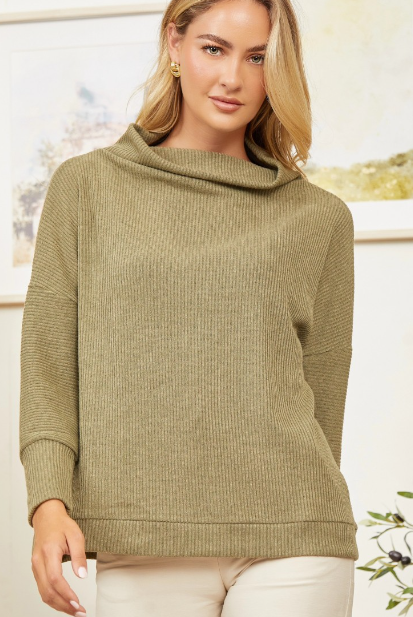 Draped Neckline Dolman Sleeve Sweater Top