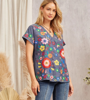 Tencel Top with Dolman Sleeves and V-Neckline